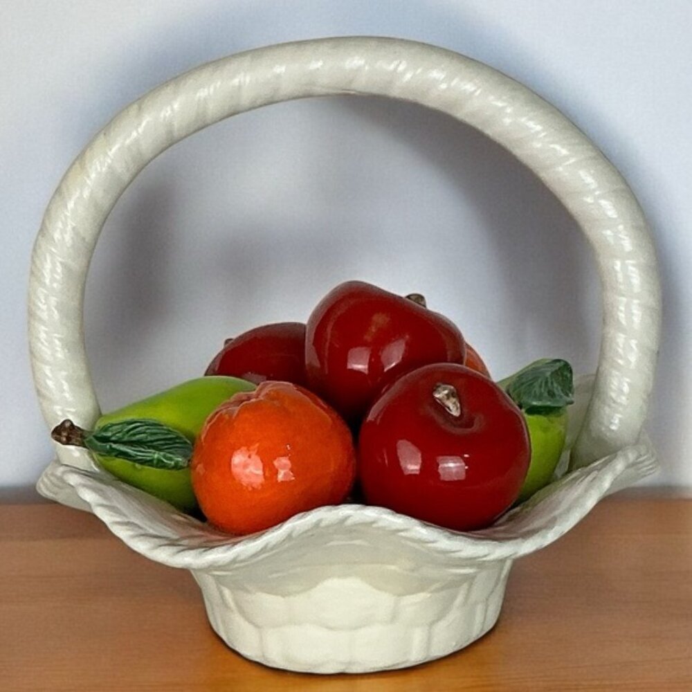 Vintage Ceramic Fruit Basket Apple Orange Pear Mid Century Modern MCM Circa 70’s - Picture 15 of 15